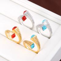 Anilo de dedo de latón, metal, chapado, Joyería & para mujer & con diamantes de imitación, más colores para la opción, Vendido por UD