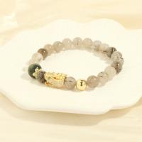 Gemstone Bracelets, Brass, with Gemstone, fashion jewelry & Unisex & micro pave cubic zirconia Approx 16-17 cm 