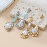 Plastic Pearl Zinc Alloy Earring, with Plastic Pearl, plated, fashion jewelry & for woman [