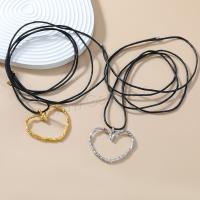 Waxed Cotton Cord Necklace, Zinc Alloy, with Wax Cord, Heart, plated, fashion jewelry & for woman Approx 140.2 cm 