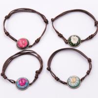 Resin Bracelets, with Dried Flower & Wax Cord, mixed pattern & Unisex Approx 6-8 Inch 