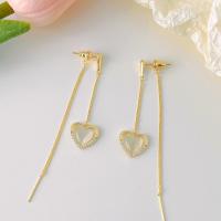 Brass Drop Earring, with Resin, Heart, gold color plated & for woman 