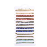 Zink Legierung Kristall Armbänder, mit Knotenschnur & Papier & Zinklegierung, plattiert, Einstellbar & Modeschmuck & unisex, gemischte Farben, Länge:ca. 18 cm, 12PCs/setzen, verkauft von setzen