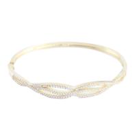 Brass Bangle, gold color plated, fashion jewelry & micro pave cubic zirconia & for woman & hollow, nickel, lead & cadmium free, Bracelet inner diameter about 