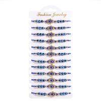Evil Eye Jewelry Bracelet, Resin, with Knot Cord & Paper & Zinc Alloy, gold color plated, Adjustable & fashion jewelry & Unisex & enamel & with rhinestone, blue Approx 18 cm 