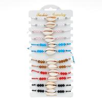 Mixed Material Bracelets, Crystal, with Knot Cord & Paper & Shell & Zinc Alloy, Shell, silver color plated, Adjustable & fashion jewelry & Unisex, mixed colors Approx 18 cm 
