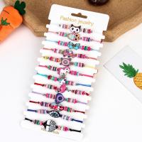 Enamel Zinc Alloy Bracelets, with Knot Cord & Paper & Polymer Clay, silver color plated, Adjustable & fashion jewelry & Unisex & with rhinestone, mixed colors Approx 18 cm 