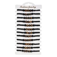 Tiger Eye Stone Bracelets, with Knot Cord & Abrazine Stone & Paper, Round, Adjustable & fashion jewelry & for man, mixed colors, 8mm Approx 18 cm 