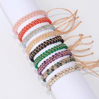 Gemstone Bracelets, with Wax Cord, handmade, Double Layer & Adjustable & Unisex Approx 5.91-11.81 Inch 