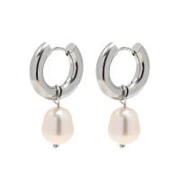 Freshwater Pearl Drop Earring, 304 Stainless Steel, with Freshwater Pearl, fashion jewelry & for woman, original color 