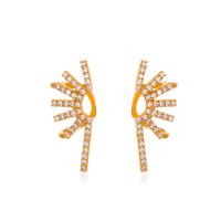 Rhinestone Brass Drop Earring, fashion jewelry & for woman & with rhinestone, golden, 28mm 