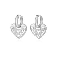 Rhinestone Brass Drop Earring, Heart, fashion jewelry & for woman & with rhinestone 