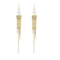 Fashion Fringe Earrings, Brass, with Freshwater Pearl, gold color plated, fashion jewelry & for woman, golden, 92mm 