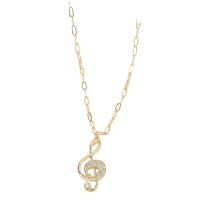 Rhinestone Zinc Alloy Necklace, with 2.76inch extender chain, Music Note, fashion jewelry & for woman & with rhinestone, golden Approx 17.72 Inch 