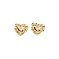 Zinc Alloy Stud Earring, Heart, gold color plated, fashion jewelry & for woman, golden 