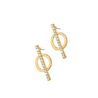 Zinc Alloy Rhinestone Stud Earring, fashion jewelry & for woman & with rhinestone, golden 