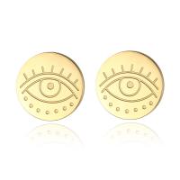 Evil Eye Earrings, Titanium Steel, fashion jewelry & for woman, golden 