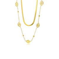 Fashion Multi Layer Necklace, 304 Stainless Steel, with 1.97inch extender chain, Eye, plated, Double Layer & fashion jewelry & for woman, golden Approx 15.75 Inch, Approx 18.5 Inch 