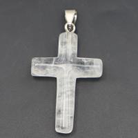 Gemstone Jewelry Pendant, Natural Stone, with 304 Stainless Steel, Cross, DIY 