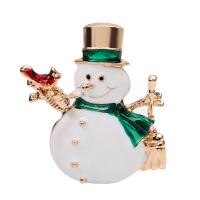 Рождественские украшения брошь, цинковый сплав, Санта Клаус, плакирован золотом, ювелирные изделия моды & эмаль & со стразами, белый, 45mm, продается PC