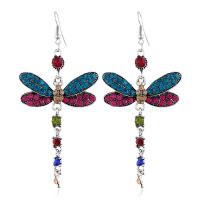 Zinc Alloy Rhinestone Drop Earring, Dragonfly, silver color plated, fashion jewelry & for woman & with rhinestone 