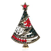 Christmas Jewelry Brooch , Zinc Alloy, Christmas Tree, plated, fashion jewelry & for woman & with rhinestone [