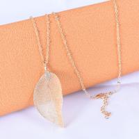 Zinc Alloy Necklace, with 5CM extender chain, Leaf, gold color plated, fashion jewelry & for woman, 55mm Approx 70 cm 