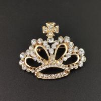 Rhinestone Zinc Alloy Brooch, Crown, gold color plated, fashion jewelry & with rhinestone 