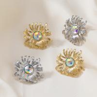 Zinc Alloy Rhinestone Stud Earring, with acrylic rhinestone, Flower, fashion jewelry & for woman [
