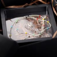 жемчужное стеклянное ожерелье , Латунь, с Seedbead, с 9,8cm наполнитель цепи, Другое покрытие, ювелирные изделия моды & разные стили для выбора & Женский, длина:Приблизительно 39 см, продается PC