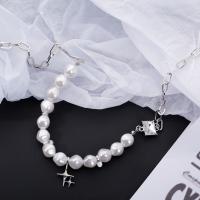 Collier de perles en plastique, laiton, avec perle de plastique, avec 6cm chaînes de rallonge, Placage, bijoux de mode & pour femme & avec strass Environ 48 cm, Vendu par PC