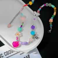 Murano Schmuck Halskette, Titanstahl, mit Lampwork & Acryl, mit Verlängerungskettchen von 10cm, plattiert, Modeschmuck & für Frau, Länge:ca. 40 cm, verkauft von PC[