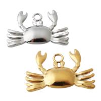 Stainless Steel Animal Pendants, 304 Stainless Steel, Crab, plated, DIY Approx 2.5mm [