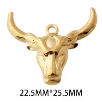 Stainless Steel Animal Pendants, 304 Stainless Steel, Bull, plated, DIY, golden Approx 2mm 