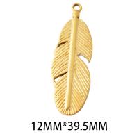 Stainless Steel Feather Pendant, 304 Stainless Steel, plated, DIY, golden Approx 2mm [