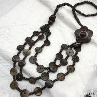 Wood Necklace, fashion jewelry & folk style & for woman, brown cm 