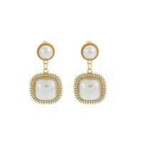Plastic Pearl Zinc Alloy Earring, with Zinc Alloy, Geometrical Pattern, gold color plated, fashion jewelry & for woman & with rhinestone 