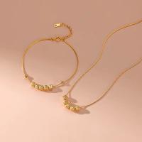 Brass Jewelry Set, bracelet & necklace, gold color plated, 2 pieces & fashion jewelry & for woman Approx 46 cm, Approx 18 cm 