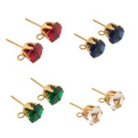 Stainless Steel Earring Stud Component, 304 Stainless Steel, Vacuum Ion Plating, DIY & micro pave cubic zirconia Approx 2mm 