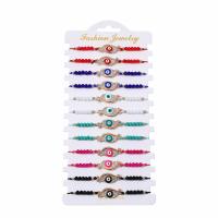Evil Eye Jewelry Bracelet, Zinc Alloy, with Knot Cord & Paper & Crystal, gold color plated, Adjustable & fashion jewelry & Unisex & enamel & with rhinestone, mixed colors Approx 18 cm 