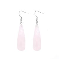 Quartz Earring, Rose Quartz, with Brass, Teardrop, silver color plated, fashion jewelry & for woman & faceted, pink, The earring length is about 15-80mm 