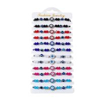 Evil Eye Jewelry Bracelet, Zinc Alloy, with Knot Cord & Paper & Crystal & Resin, Flat Round, silver color plated, Adjustable & fashion jewelry & Unisex & enamel, mixed colors Approx 18 cm 