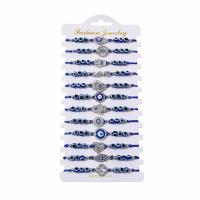 Evil Eye Jewelry Bracelet, Zinc Alloy, with Knot Cord & Paper & Resin, silver color plated, Adjustable & fashion jewelry & Unisex & enamel & with rhinestone, mixed colors, 6mm Approx 18 cm 