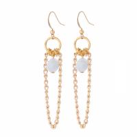 Gemstone Drop Earring, with Brass & 304 Stainless Steel, gold color plated, fashion jewelry & for woman, white, The earring length is about 15-80mm 