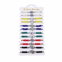 Evil Eye Jewelry Bracelet, Zinc Alloy, with Knot Cord & Paper & Crystal, silver color plated, Adjustable & fashion jewelry & Unisex & enamel & with rhinestone, mixed colors Approx 18 cm 