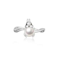 Sterling Silver Finger Ring, 925 Sterling Silver, with Shell Pearl, plated, fashion jewelry & for woman [