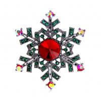 クリスマスジュエリーブローチ, 亜鉛合金, 雪の結晶, メッキ, ファッションジュエリー & 女性用 & ライン石のある 売り手 パソコン