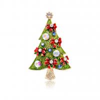 Christmas Jewelry Brooch , Zinc Alloy, Christmas Tree, KC gold color plated, Christmas Design & for woman & enamel & with rhinestone [