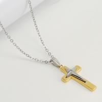 Stainless Steel Jewelry Necklace, 304 Stainless Steel, Cross, 18K gold plated, fashion jewelry & Unisex Approx 17.72 Inch 