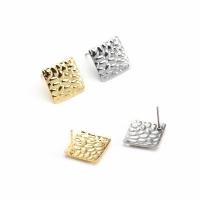 Stainless Steel Earring Stud Component, 304 Stainless Steel, Square, plated, DIY Approx 1.2mm 